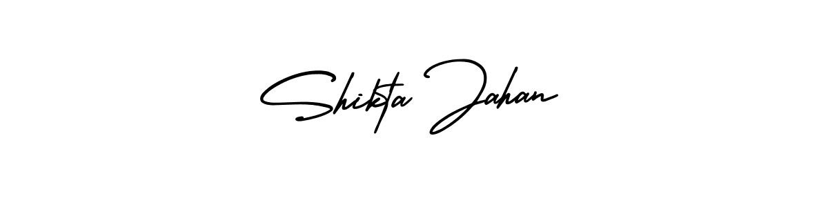 The best way (AmerikaSignatureDemo-Regular) to make a short signature is to pick only two or three words in your name. The name Shikta Jahan include a total of six letters. For converting this name. Shikta Jahan signature style 3 images and pictures png