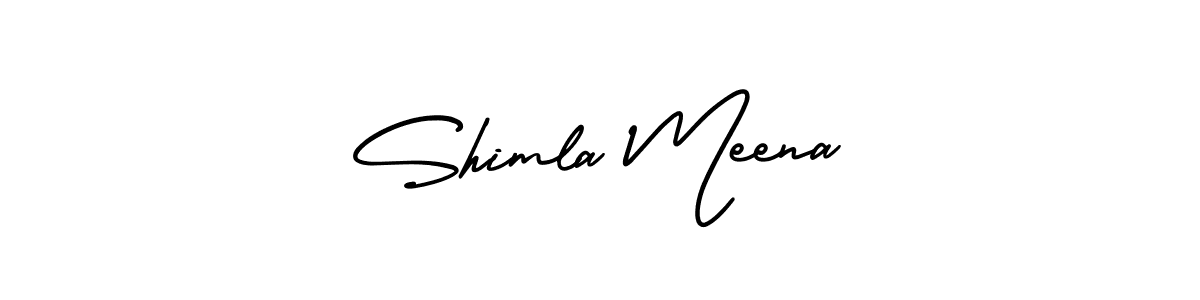 You should practise on your own different ways (AmerikaSignatureDemo-Regular) to write your name (Shimla Meena) in signature. don't let someone else do it for you. Shimla Meena signature style 3 images and pictures png