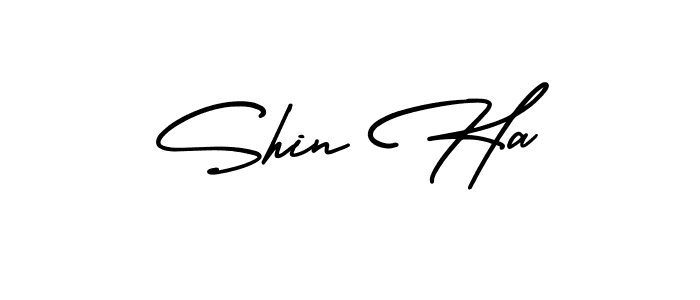 Shin Ha stylish signature style. Best Handwritten Sign (AmerikaSignatureDemo-Regular) for my name. Handwritten Signature Collection Ideas for my name Shin Ha. Shin Ha signature style 3 images and pictures png