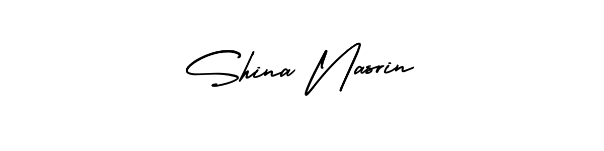 How to make Shina Nasrin name signature. Use AmerikaSignatureDemo-Regular style for creating short signs online. This is the latest handwritten sign. Shina Nasrin signature style 3 images and pictures png