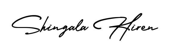 Looking for an artistic signature for Shingala Hiren? The AmerikaSignatureDemo-Regular calligraphy style gives a sophisticated flow suitable for business cards and emails. Shingala Hiren signature style 3 images and pictures png