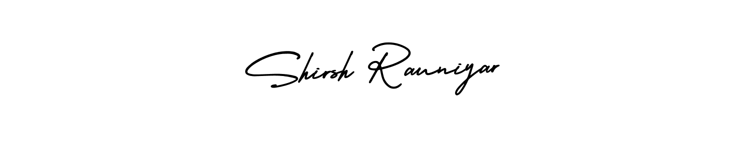 if you are searching for the best signature style for your name Shirsh Rauniyar. so please give up your signature search. here we have designed multiple signature styles  using AmerikaSignatureDemo-Regular. Shirsh Rauniyar signature style 3 images and pictures png