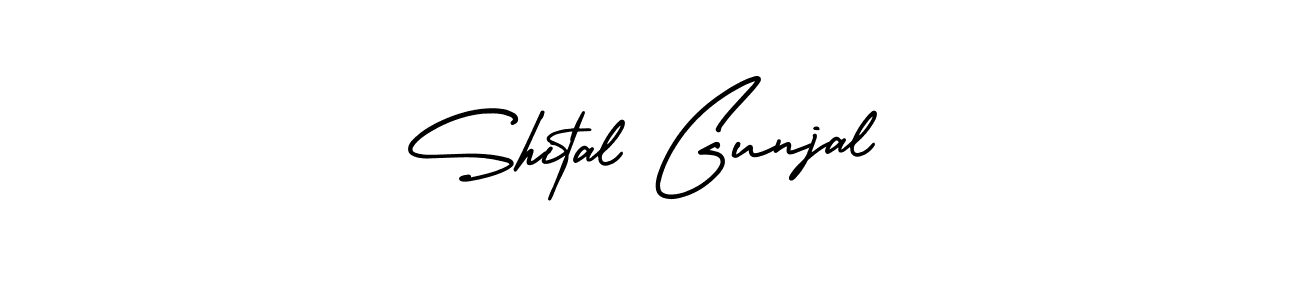 The best way (AmerikaSignatureDemo-Regular) to make a short signature is to pick only two or three words in your name. The name Shital Gunjal include a total of six letters. For converting this name. Shital Gunjal signature style 3 images and pictures png