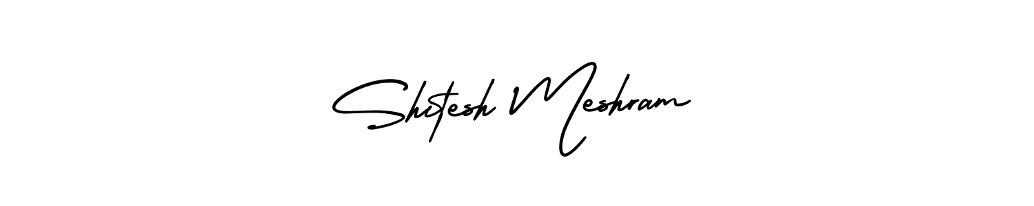 The best way (AmerikaSignatureDemo-Regular) to make a short signature is to pick only two or three words in your name. The name Shitesh Meshram include a total of six letters. For converting this name. Shitesh Meshram signature style 3 images and pictures png