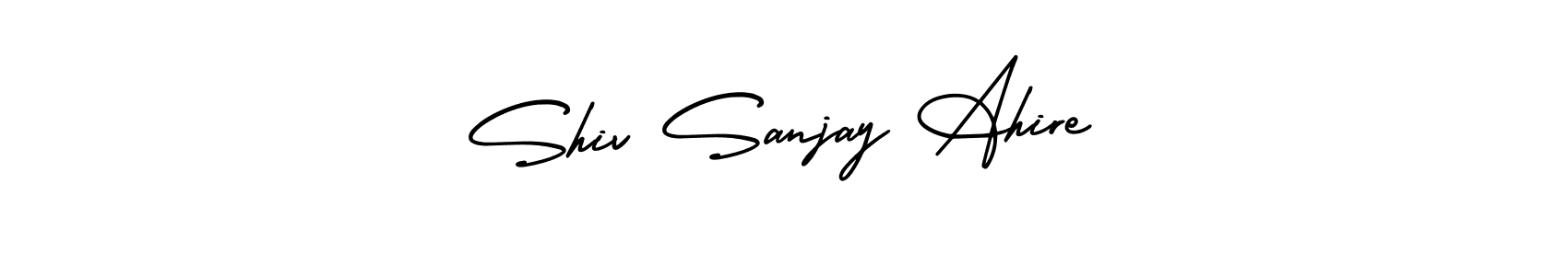 The best way (AmerikaSignatureDemo-Regular) to make a short signature is to pick only two or three words in your name. The name Shiv Sanjay Ahire include a total of six letters. For converting this name. Shiv Sanjay Ahire signature style 3 images and pictures png