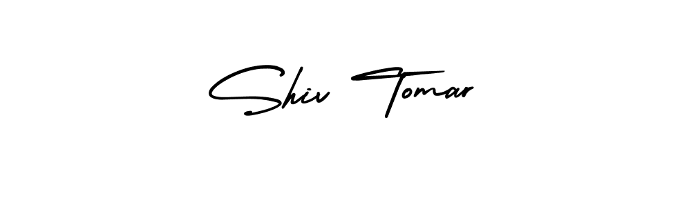 The best way (AmerikaSignatureDemo-Regular) to make a short signature is to pick only two or three words in your name. The name Shiv Tomar include a total of six letters. For converting this name. Shiv Tomar signature style 3 images and pictures png