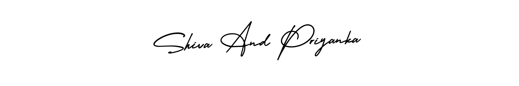 How to make Shiva And Priyanka name signature. Use AmerikaSignatureDemo-Regular style for creating short signs online. This is the latest handwritten sign. Shiva And Priyanka signature style 3 images and pictures png