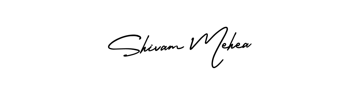 You should practise on your own different ways (AmerikaSignatureDemo-Regular) to write your name (Shivam Mehea) in signature. don't let someone else do it for you. Shivam Mehea signature style 3 images and pictures png