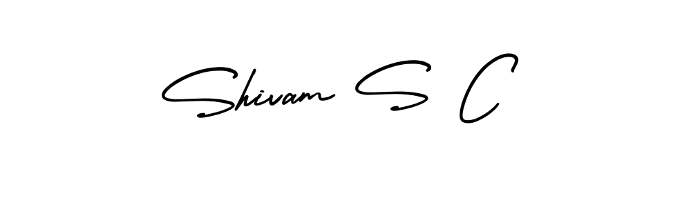 You should practise on your own different ways (AmerikaSignatureDemo-Regular) to write your name (Shivam S C) in signature. don't let someone else do it for you. Shivam S C signature style 3 images and pictures png