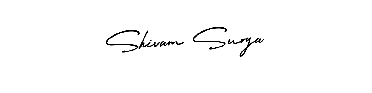 You should practise on your own different ways (AmerikaSignatureDemo-Regular) to write your name (Shivam Surya) in signature. don't let someone else do it for you. Shivam Surya signature style 3 images and pictures png