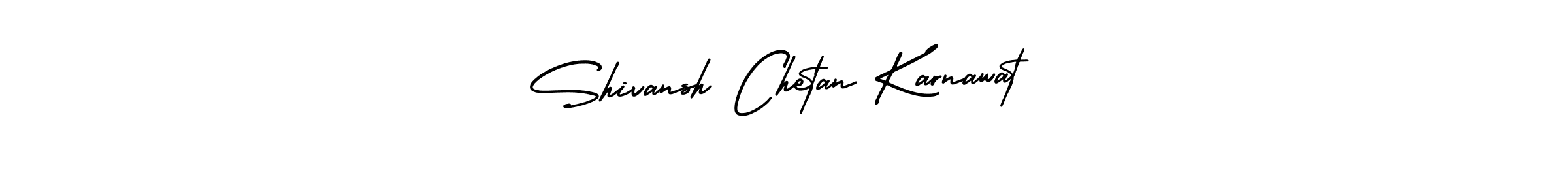 You should practise on your own different ways (AmerikaSignatureDemo-Regular) to write your name (Shivansh Chetan Karnawat) in signature. don't let someone else do it for you. Shivansh Chetan Karnawat signature style 3 images and pictures png