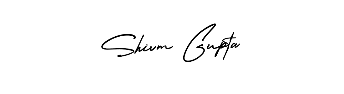 The best way (AmerikaSignatureDemo-Regular) to make a short signature is to pick only two or three words in your name. The name Shivm Gupta include a total of six letters. For converting this name. Shivm Gupta signature style 3 images and pictures png