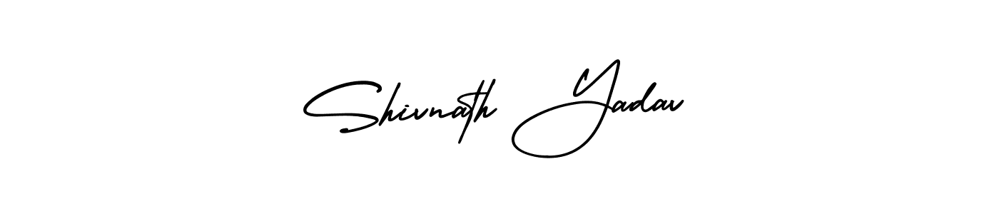 The best way (AmerikaSignatureDemo-Regular) to make a short signature is to pick only two or three words in your name. The name Shivnath Yadav include a total of six letters. For converting this name. Shivnath Yadav signature style 3 images and pictures png