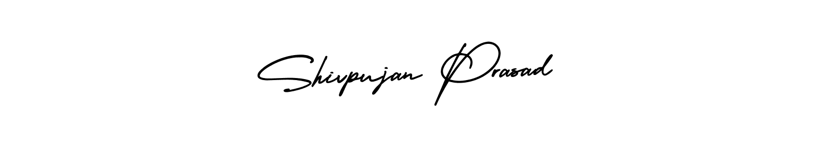 You should practise on your own different ways (AmerikaSignatureDemo-Regular) to write your name (Shivpujan Prasad) in signature. don't let someone else do it for you. Shivpujan Prasad signature style 3 images and pictures png