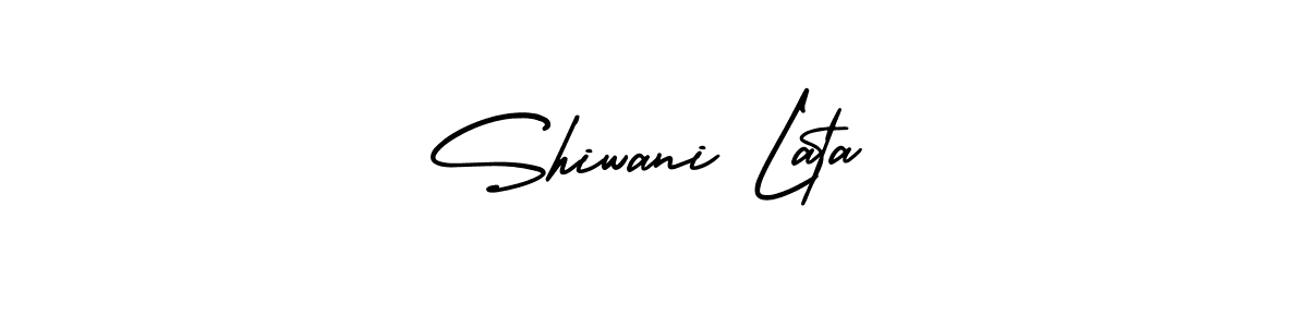 You should practise on your own different ways (AmerikaSignatureDemo-Regular) to write your name (Shiwani Lata) in signature. don't let someone else do it for you. Shiwani Lata signature style 3 images and pictures png