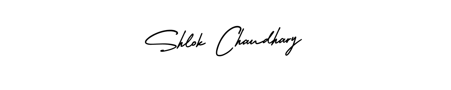 Make a short Shlok Chaudhary signature style. Manage your documents anywhere anytime using AmerikaSignatureDemo-Regular. Create and add eSignatures, submit forms, share and send files easily. Shlok Chaudhary signature style 3 images and pictures png