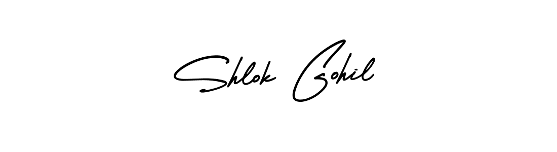 How to make Shlok Gohil name signature. Use AmerikaSignatureDemo-Regular style for creating short signs online. This is the latest handwritten sign. Shlok Gohil signature style 3 images and pictures png