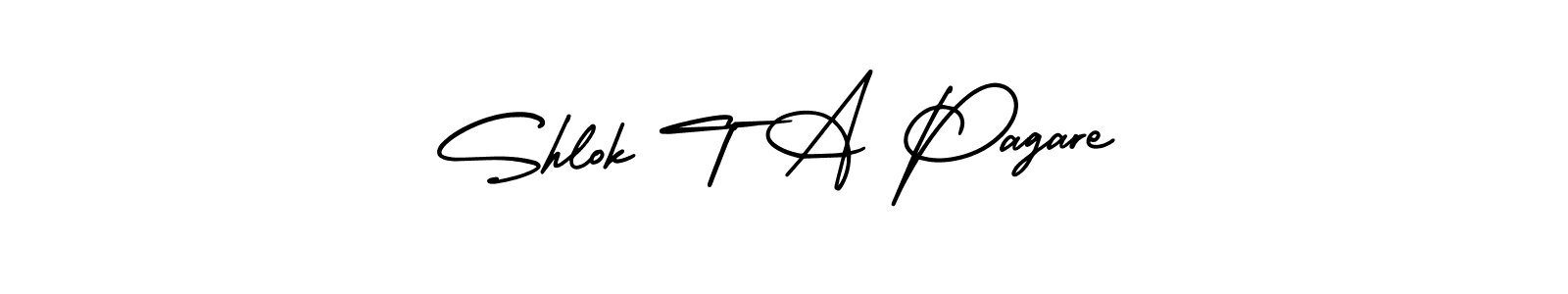 It looks lik you need a new signature style for name Shlok T A Pagare. Design unique handwritten (AmerikaSignatureDemo-Regular) signature with our free signature maker in just a few clicks. Shlok T A Pagare signature style 3 images and pictures png