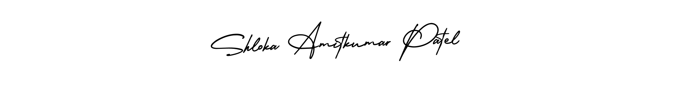 The best way (AmerikaSignatureDemo-Regular) to make a short signature is to pick only two or three words in your name. The name Shloka Amitkumar Patel include a total of six letters. For converting this name. Shloka Amitkumar Patel signature style 3 images and pictures png