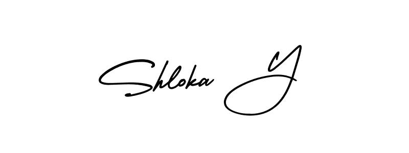 It looks lik you need a new signature style for name Shloka Y. Design unique handwritten (AmerikaSignatureDemo-Regular) signature with our free signature maker in just a few clicks. Shloka Y signature style 3 images and pictures png