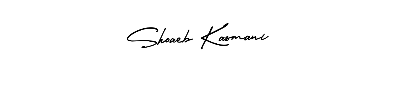 You should practise on your own different ways (AmerikaSignatureDemo-Regular) to write your name (Shoaeb Kasmani) in signature. don't let someone else do it for you. Shoaeb Kasmani signature style 3 images and pictures png