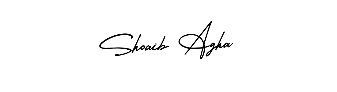 You should practise on your own different ways (AmerikaSignatureDemo-Regular) to write your name (Shoaib Agha) in signature. don't let someone else do it for you. Shoaib Agha signature style 3 images and pictures png