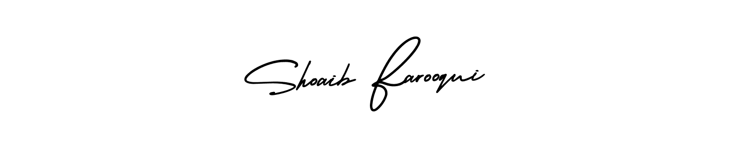 This is the best signature style for the Shoaib Farooqui name. Also you like these signature font (AmerikaSignatureDemo-Regular). Mix name signature. Shoaib Farooqui signature style 3 images and pictures png