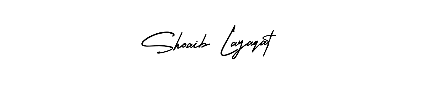 The best way (AmerikaSignatureDemo-Regular) to make a short signature is to pick only two or three words in your name. The name Shoaib Layaqat include a total of six letters. For converting this name. Shoaib Layaqat signature style 3 images and pictures png