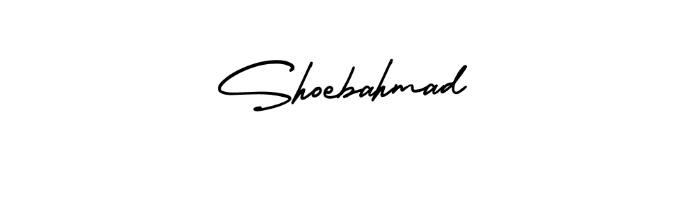 You should practise on your own different ways (AmerikaSignatureDemo-Regular) to write your name (Shoebahmad) in signature. don't let someone else do it for you. Shoebahmad signature style 3 images and pictures png