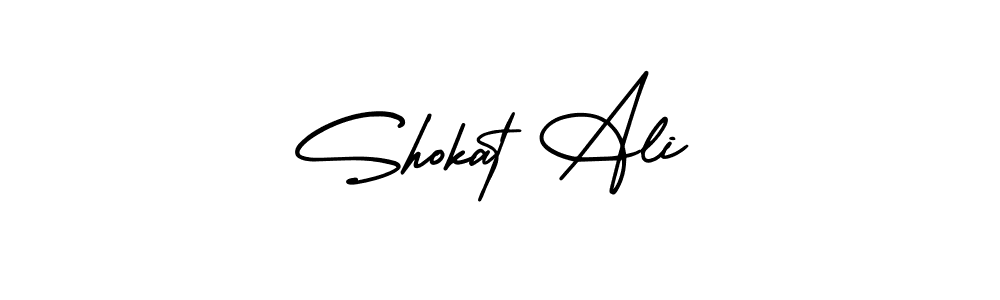 You should practise on your own different ways (AmerikaSignatureDemo-Regular) to write your name (Shokat Ali) in signature. don't let someone else do it for you. Shokat Ali signature style 3 images and pictures png