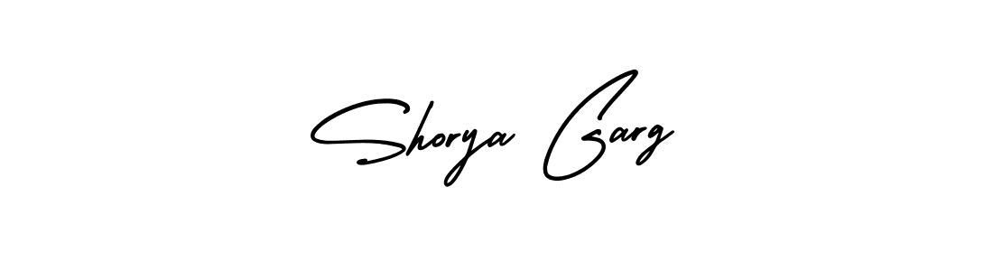 You should practise on your own different ways (AmerikaSignatureDemo-Regular) to write your name (Shorya Garg) in signature. don't let someone else do it for you. Shorya Garg signature style 3 images and pictures png