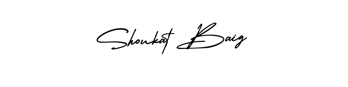 You should practise on your own different ways (AmerikaSignatureDemo-Regular) to write your name (Shoukat Baig) in signature. don't let someone else do it for you. Shoukat Baig signature style 3 images and pictures png