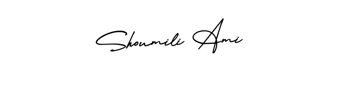 How to Draw Shoumili Ami signature style? AmerikaSignatureDemo-Regular is a latest design signature styles for name Shoumili Ami. Shoumili Ami signature style 3 images and pictures png