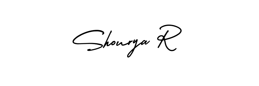 Use a signature maker to create a handwritten signature online. With this signature software, you can design (AmerikaSignatureDemo-Regular) your own signature for name Shourya R. Shourya R signature style 3 images and pictures png