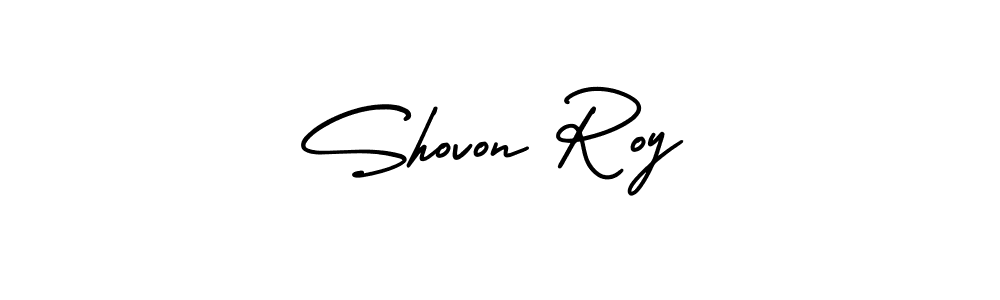 Use a signature maker to create a handwritten signature online. With this signature software, you can design (AmerikaSignatureDemo-Regular) your own signature for name Shovon Roy. Shovon Roy signature style 3 images and pictures png