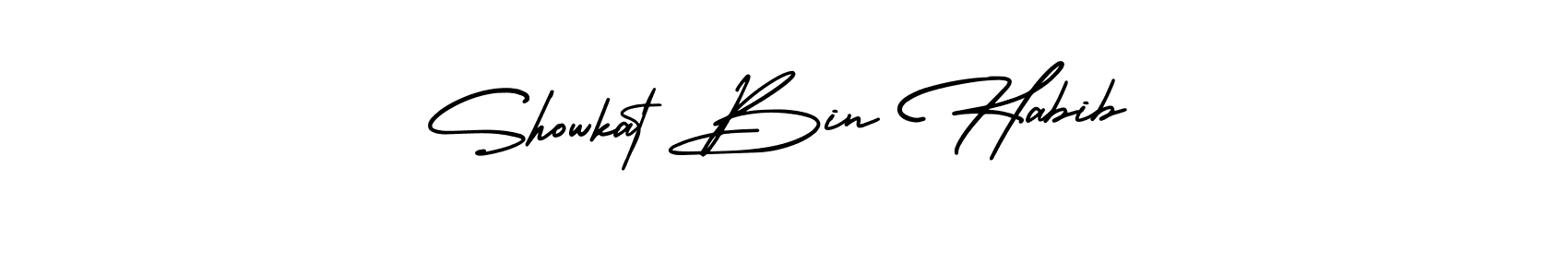 Also You can easily find your signature by using the search form. We will create Showkat Bin Habib name handwritten signature images for you free of cost using AmerikaSignatureDemo-Regular sign style. Showkat Bin Habib signature style 3 images and pictures png