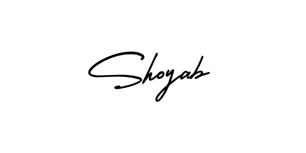 Use a signature maker to create a handwritten signature online. With this signature software, you can design (AmerikaSignatureDemo-Regular) your own signature for name Shoyab. Shoyab signature style 3 images and pictures png