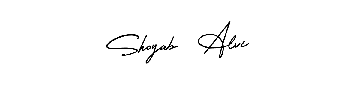 The best way (AmerikaSignatureDemo-Regular) to make a short signature is to pick only two or three words in your name. The name Shoyab  Alvi include a total of six letters. For converting this name. Shoyab  Alvi signature style 3 images and pictures png