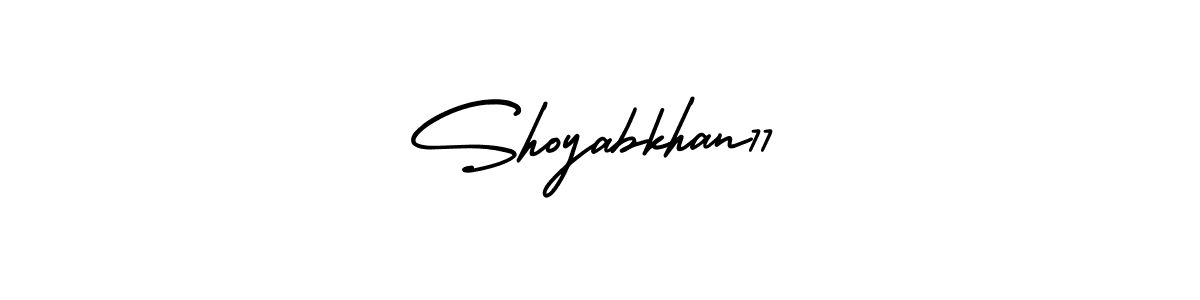 This is the best signature style for the Shoyabkhan77 name. Also you like these signature font (AmerikaSignatureDemo-Regular). Mix name signature. Shoyabkhan77 signature style 3 images and pictures png