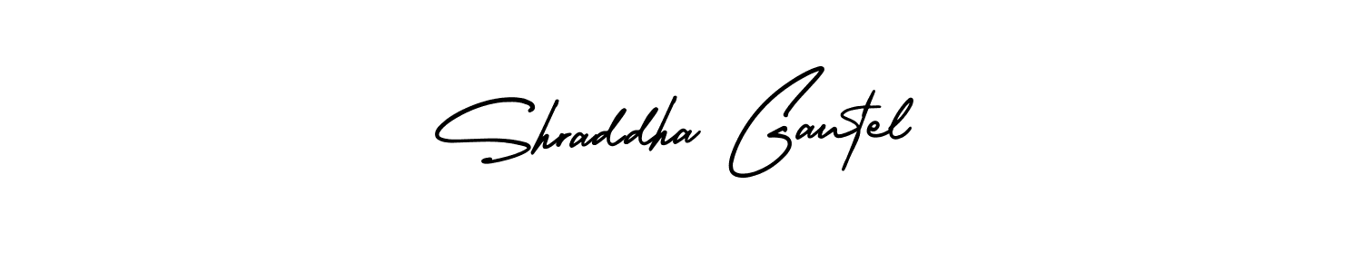 This is the best signature style for the Shraddha Gautel name. Also you like these signature font (AmerikaSignatureDemo-Regular). Mix name signature. Shraddha Gautel signature style 3 images and pictures png