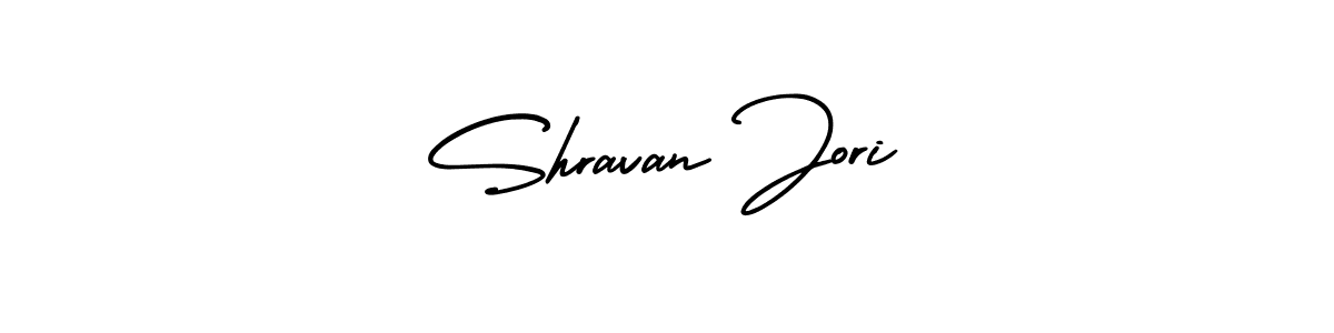 You should practise on your own different ways (AmerikaSignatureDemo-Regular) to write your name (Shravan Jori) in signature. don't let someone else do it for you. Shravan Jori signature style 3 images and pictures png