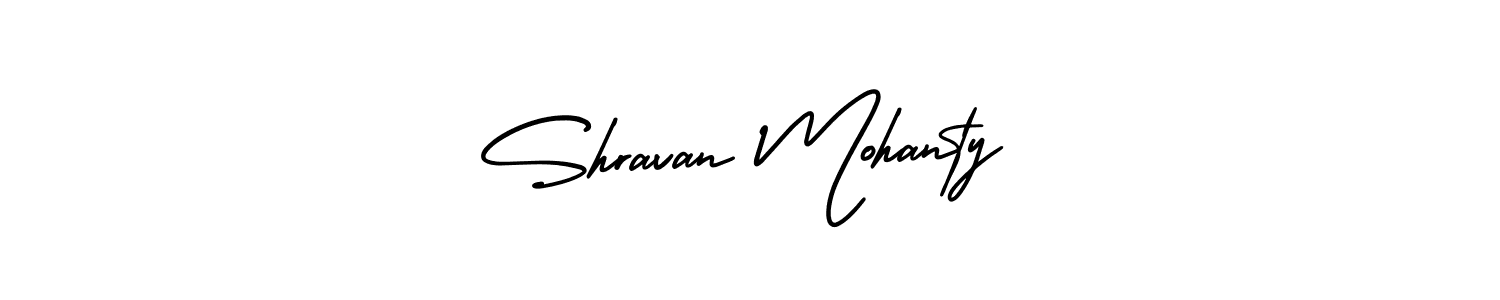 The best way (AmerikaSignatureDemo-Regular) to make a short signature is to pick only two or three words in your name. The name Shravan Mohanty include a total of six letters. For converting this name. Shravan Mohanty signature style 3 images and pictures png