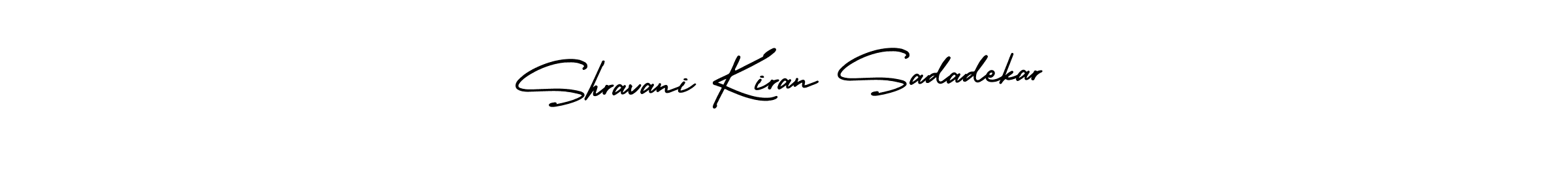 The best way (AmerikaSignatureDemo-Regular) to make a short signature is to pick only two or three words in your name. The name Shravani Kiran Sadadekar include a total of six letters. For converting this name. Shravani Kiran Sadadekar signature style 3 images and pictures png