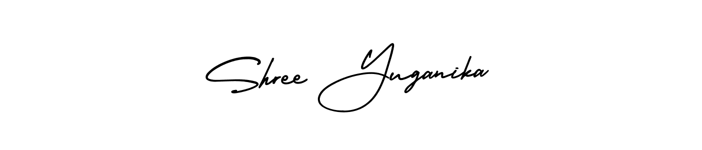 Use a signature maker to create a handwritten signature online. With this signature software, you can design (AmerikaSignatureDemo-Regular) your own signature for name Shree Yuganika. Shree Yuganika signature style 3 images and pictures png