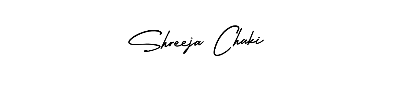 How to make Shreeja Chaki name signature. Use AmerikaSignatureDemo-Regular style for creating short signs online. This is the latest handwritten sign. Shreeja Chaki signature style 3 images and pictures png