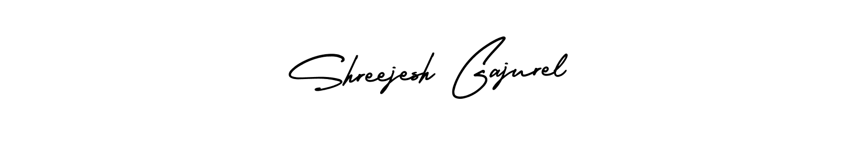 This is the best signature style for the Shreejesh Gajurel name. Also you like these signature font (AmerikaSignatureDemo-Regular). Mix name signature. Shreejesh Gajurel signature style 3 images and pictures png