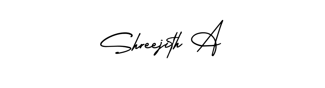 if you are searching for the best signature style for your name Shreejith A. so please give up your signature search. here we have designed multiple signature styles  using AmerikaSignatureDemo-Regular. Shreejith A signature style 3 images and pictures png