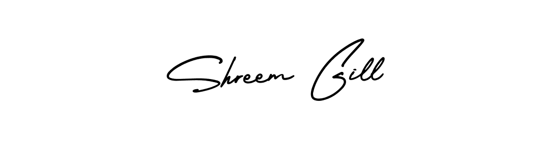 This is the best signature style for the Shreem Gill name. Also you like these signature font (AmerikaSignatureDemo-Regular). Mix name signature. Shreem Gill signature style 3 images and pictures png
