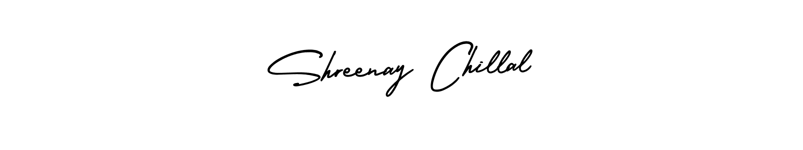 Make a short Shreenay Chillal signature style. Manage your documents anywhere anytime using AmerikaSignatureDemo-Regular. Create and add eSignatures, submit forms, share and send files easily. Shreenay Chillal signature style 3 images and pictures png