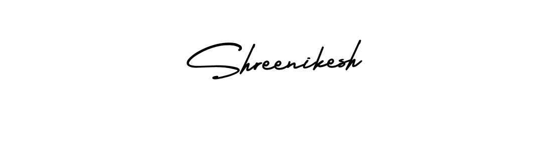 You should practise on your own different ways (AmerikaSignatureDemo-Regular) to write your name (Shreenikesh) in signature. don't let someone else do it for you. Shreenikesh signature style 3 images and pictures png